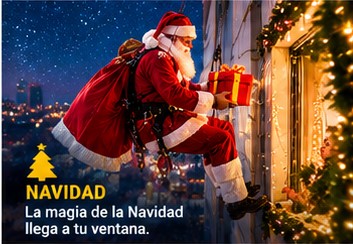 Papá Noel llegando por ventana
